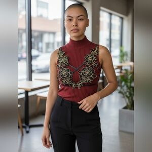 Unique Lace Harness Floral Top – Adjustable Embroidery Accent – Statement Piece”